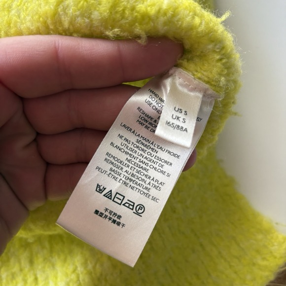 Free People Small Citron Yellow Moira Slouchy Tunic Sweater Wool Blend Relaxed - Picture 6 of 10